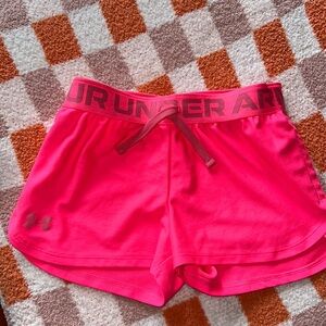 Girls YMd hot pink under armor  athletic shorts